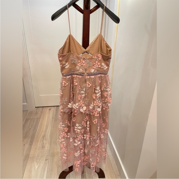 NWOT Self-Portrait Blush Floral Midi Embroidered Dress Size 10 - Picture 11 of 16